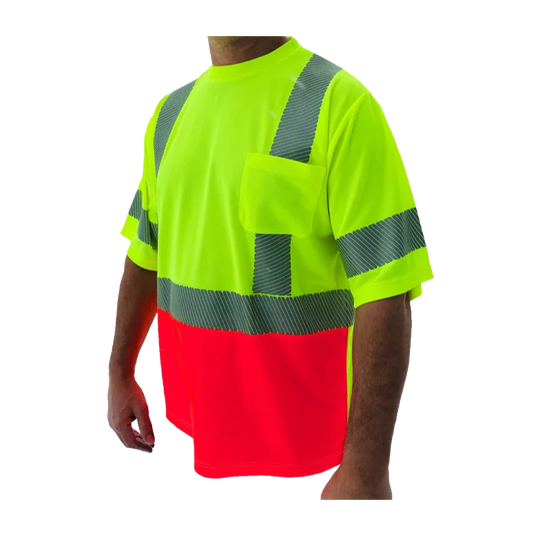 Hi-Vis Class 3 Red Bottom Short Sleeve Safety Shirt