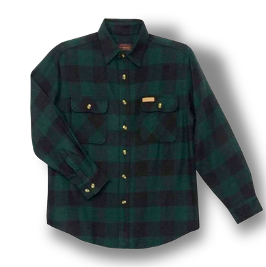 Hickory Shirt Co. Buffalo Plaid 1/4 Zip Flannel - Forest Green