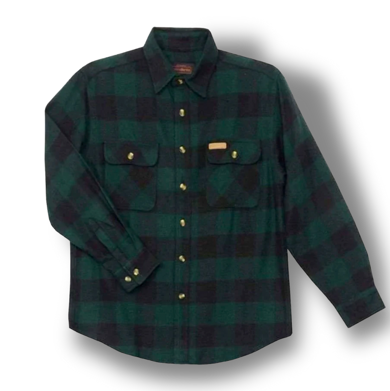 Load image into Gallery viewer, Hickory Shirt Co. Buffalo Plaid 1/4 Zip Flannel - Forest Green
