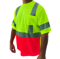 Hi-Vis Class 3 Red Bottom Short Sleeve Safety Shirt