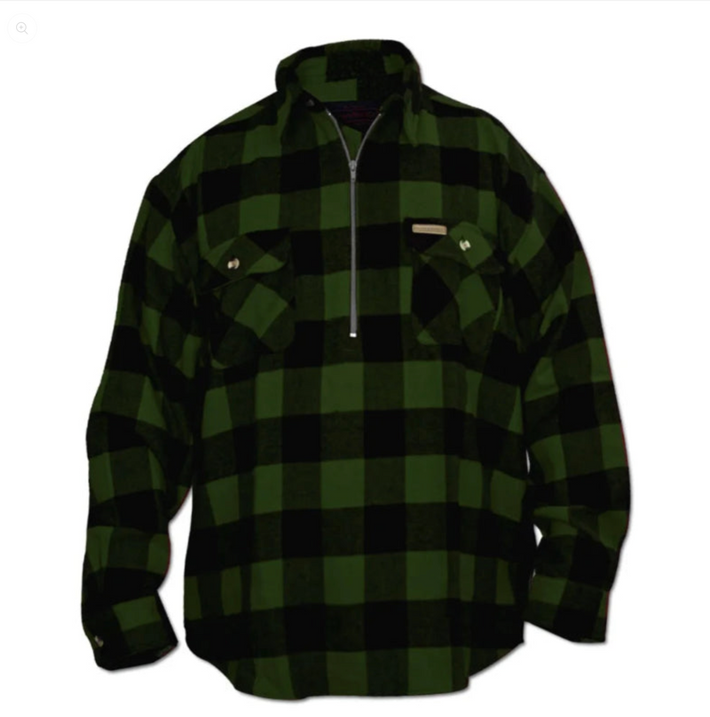 Load image into Gallery viewer, Hickory Shirt Co. Buffalo Plaid 1/4 Zip Flannel - Forest Green
