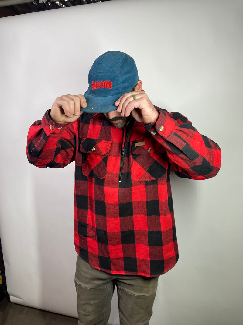 Load image into Gallery viewer, Hickory Shirt Co. Buffalo Flannel 1/4 zip - Red
