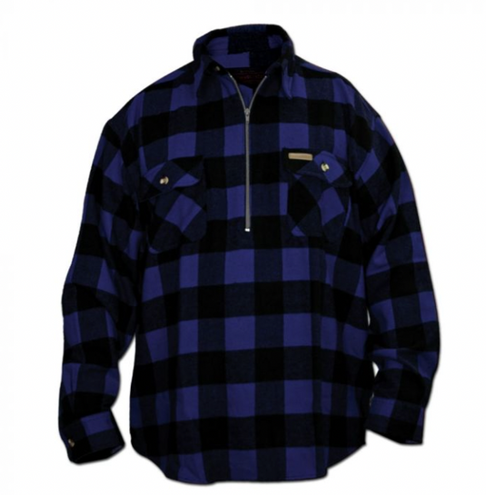 Hickory Shirt Co. Blue Buffalo Flannel 1/4 zip Shirt