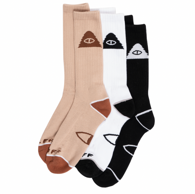 Load image into Gallery viewer, Poler Stuff 3-pack Icon Outdoor warm socks gift adventure black tan and white crew socks
